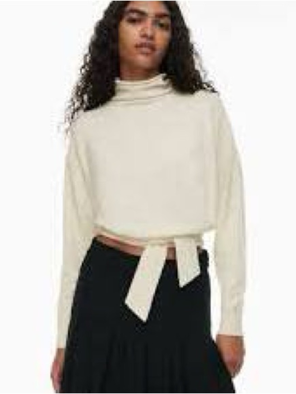 Wilfred Lorin Alpaca Blend Cropped Waist Tie Turtleneck Sweater Size XS